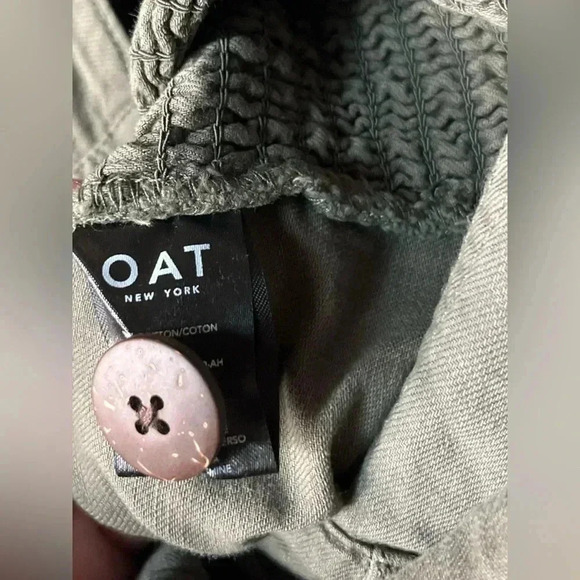 OAT New York Womens XS Smocked Sleeveless Belted Jumpsuit One Piece Olive Green - Picture 11 of 11